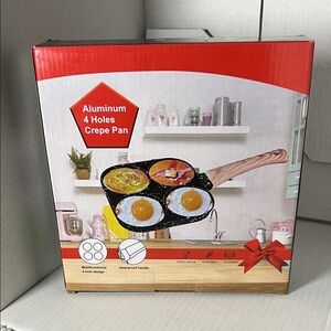 Aluminum 4-Hole Crepe Pan with Heatproof Handle